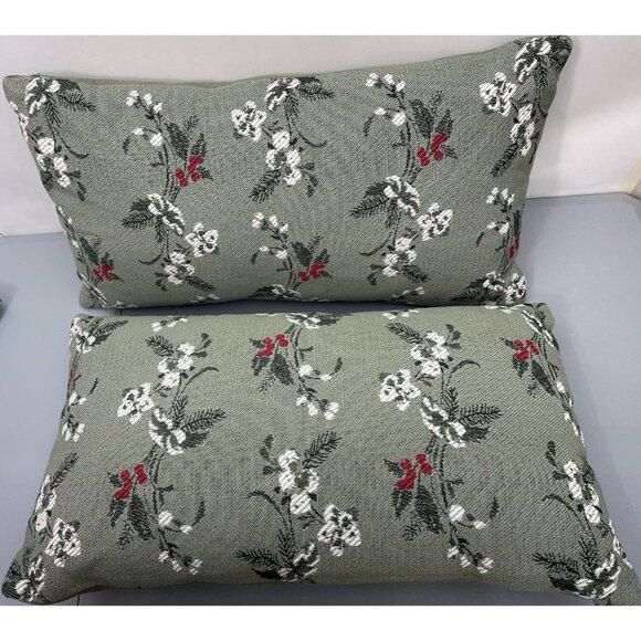 2 Threshold Studio McGee Oversized Lumbar Throw Pillow Floral Holiday Green Sage - Picture 1 of 8